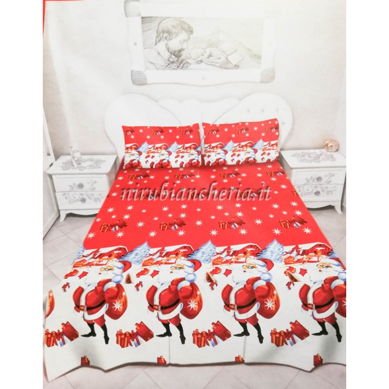 Serie natalizia di lenzuola personalizzate in tre pezzi avvolte al