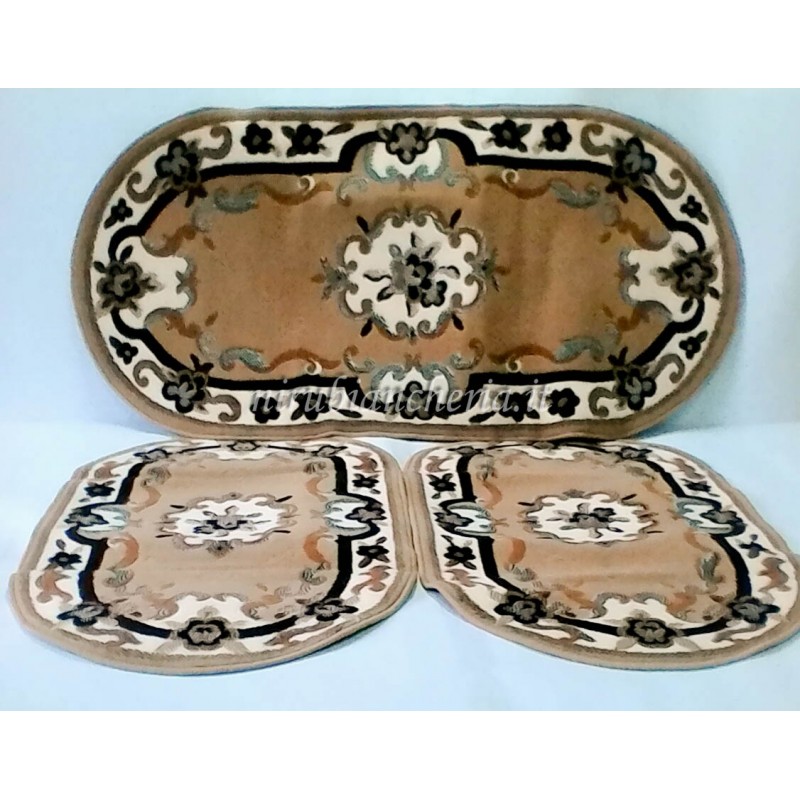 Tappeto scendiletto 3 pz classico modello persian in viscosa. Art.Isphahan.  D145