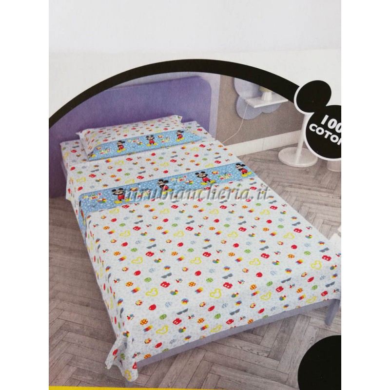 Completo lenzuola Topolino Disney per letto singolo una piazza. A878