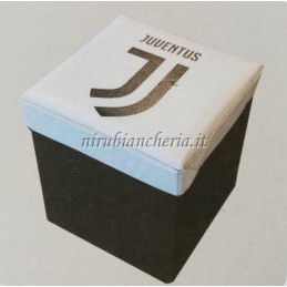 Pouf contenitore pieghevole F.C. Juventus ufficiale salva spazio imbottito.  B699